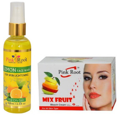 

Pink Root LEMON FACE WASH 100ML WITH MIX FRUIT BLEACH(Set of 2)