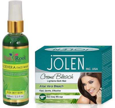 

Pink Root ALOE VERA FACE WASH 100ML WITH JOLEN ALOE VERA BLEACH(Set of 2)