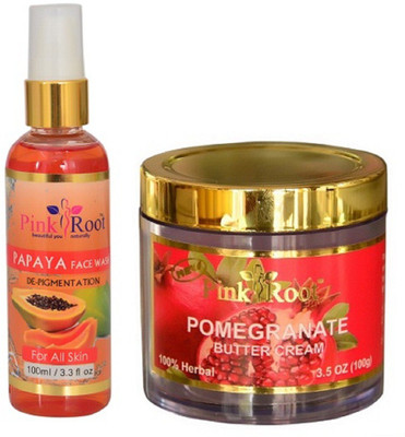 

Pink Root PAPAYA FACE WASH 100ML WITH POMEGRANATE CREAM 100GM(Set of 2)