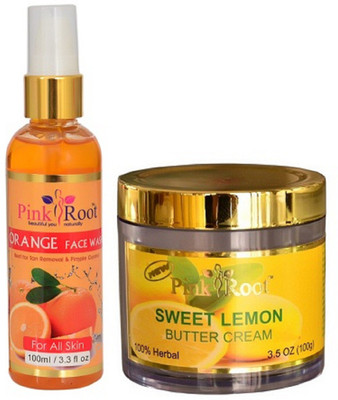 

Pink Root ORANGE FACE WASH 100ML WITH SWEET LEMON BUTTER CREAM 100G(Set of 2)