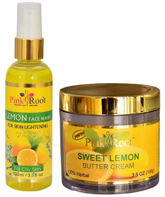 

Pink Root LEMON FACE WASH 100ML WITH SWEET LEMON BUTTER CREAM 100G(Set of 2)