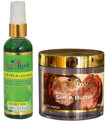 

Pink Root ALOE VERA FACE WASH 100ML WITH SHEA BUTTER CREAM 100GM(Set of 2)