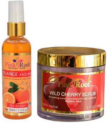 

Pink Root ORANGE FACE WASH 100ML WITH WILD & CHERRY SCRUB 100GM(Set of 2)