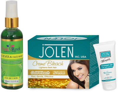 

Pink Root ALOE VERA FACE WASH 100ML WITH JOLEN GOLD BLEACH(Set of 2)