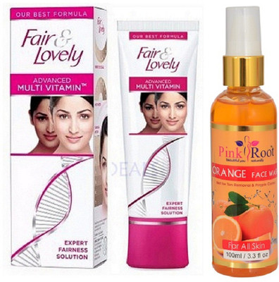 

Pink Root ORANGE FACE WASH 100ML WITH FAIR & LOVELY ADVANCED CREAM(Set of 2)