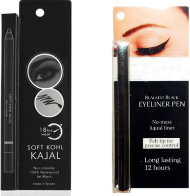 

firstzon™ Jet black pen eyeliner with soft kohl kajal(Set of 2)