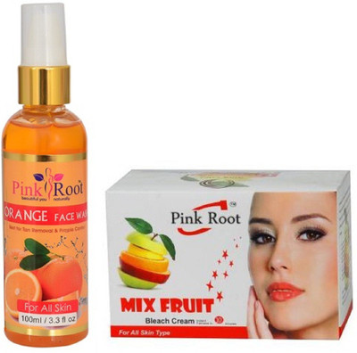 

Pink Root ORANGE FACE WASH 100ML WITH MIX FRUIT BLEACH(Set of 2)