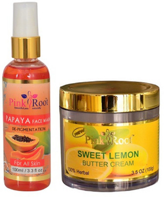

Pink Root PAPAYA FACE WASH 100ML WITH SWEET LEMON BUTTER CREAM 100G(Set of 2)