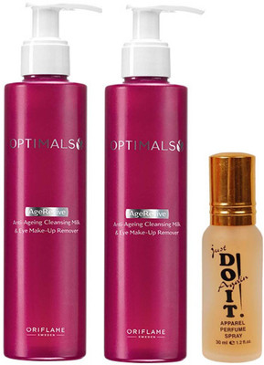 

Oriflame Sweden two optimals age revive anti ageing cleansing milk eye make up remover (200 ml) with one do it perfume 30 ml(Set of 3)