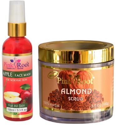 Pink Root APPLE FACE WASH 100ML WITH ALMOND SCRUB 100GM(Set of 2)