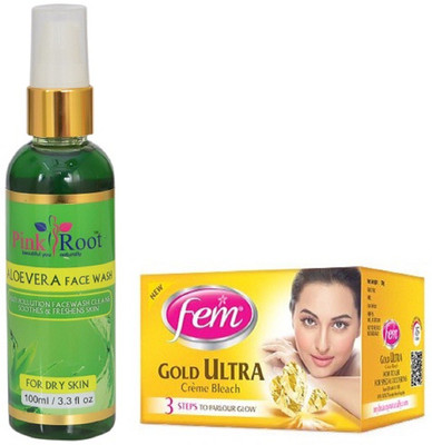 

Pink Root ALOE VERA FACE WASH 100ML WITH FEM GOLD BLEACH(Set of 2)