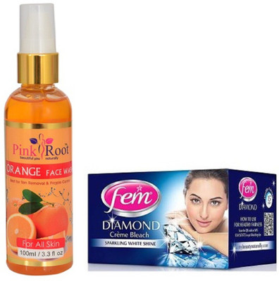 

Pink Root ORANGE FACE WASH 100ML WITH FEM DIAMOND BLEACH(Set of 2)