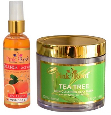 

Pink Root ORANGE FACE WASH 100ML WITH TEA TREE MASK 100GM(Set of 2)