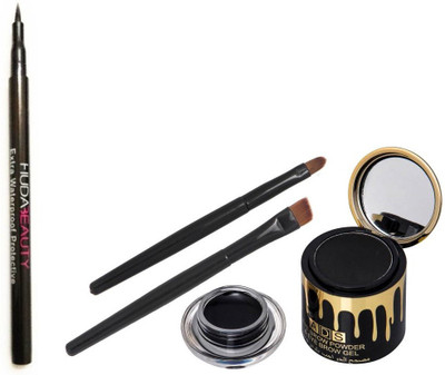 

ADS PRO EYE BROW POWDER & EYE BROW GEL 2 IN 1 WITH EXTRA PROTECTIVE WATERPROOF EYE LINER PACK(Set of 4)