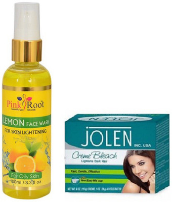 

Pink Root LEMON FACE WASH 100ML WITH JOLEN CREME BLEACH(Set of 2)