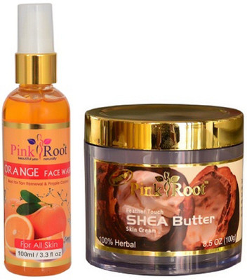 

Pink Root ORANGE FACE WASH 100ML WITH SHEA BUTTER CREAM 100GM(Set of 2)