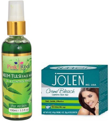 

Pink Root NEEM FACE WASH 100ML WITH JOLEN CREME BLEACH(Set of 2)