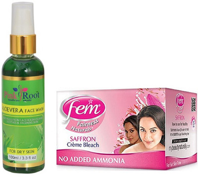 

Pink Root ALOE VERA FACE WASH 100ML WITH FEM SAFFRON BLEACH(Set of 2)