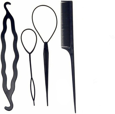 

JAMPAK Hair Accessories Topsy Tail Braid Ponytail Hair Bun Maker DIY kit - 4Pc Combo(Set of 4)