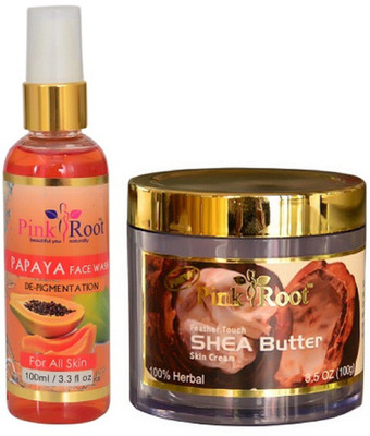 

Pink Root PAPAYA FACE WASH 100ML WITH SHEA BUTTER CREAM 100GM(Set of 2)
