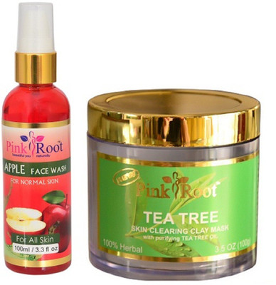 

Pink Root APPLE FACE WASH 100ML WITH TEA TREE MASK 100GM(Set of 2)