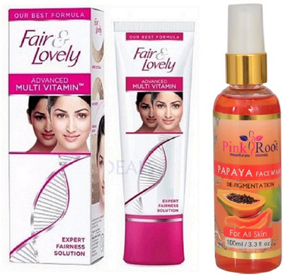 

Pink Root PAPAYA FACE WASH 100ML WITH FAIR & LOVELY ADVANCED CREAM(Set of 2)