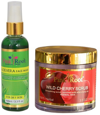 

Pink Root ALOE VERA FACE WASH 100ML WITH WILD & CHERRY SCRUB 100GM(Set of 2)