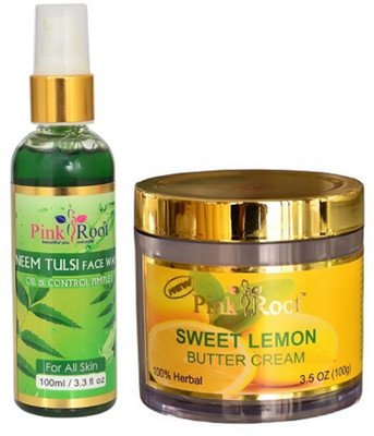 

Pink Root NEEM FACE WASH 100ML WITH SWEET LEMON BUTTER CREAM 100G(Set of 2)