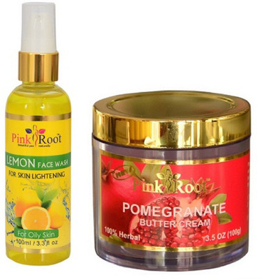 

Pink Root LEMON FACE WASH 100ML WITH POMEGRANATE CREAM 100GM(Set of 2)