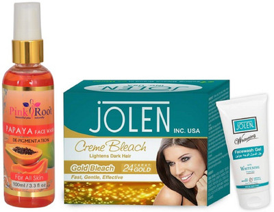

Pink Root PAPAYA FACE WASH 100ML WITH JOLEN GOLD BLEACH(Set of 2)