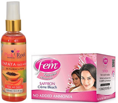 

Pink Root PAPAYA FACE WASH 100ML WITH FEM SAFFRON BLEACH(Set of 2)