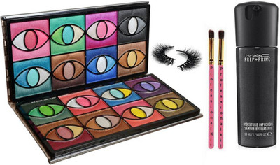 

Professional kit makeup brush 2 , multi shades eye shadow palette with eyelashes& Pre+Primer Moisture Infusion Serum Hydratant(Set of 5)