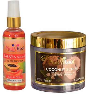 

Pink Root PAPAYA FACE WASH 100ML WITH COCONUT SCRUB 100GM(Set of 2)