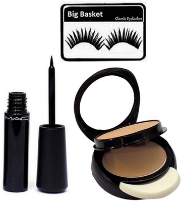 

big Basket Eyelashes & Mac Liquid Eyeliner, Mac Two Way Compact(Set of 3)