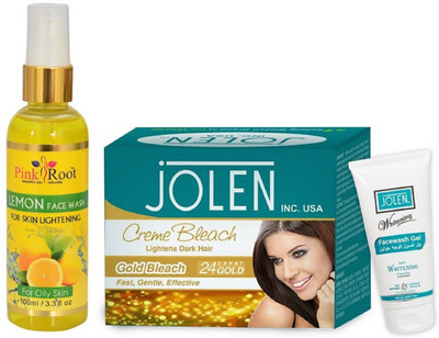 

Pink Root LEMON FACE WASH 100ML WITH JOLEN GOLD BLEACH(Set of 2)