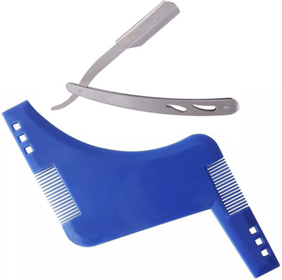 

JAGTEK Stainless Steel Straight Barber Razor & Premium Beard Shaping and Styling Tool with Inbuilt Comb for Perfect Line Up and Edging(Set of 2)