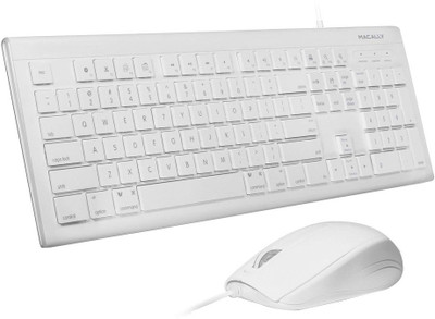 

Macally 104 Key USB Wired Keyboard with Apple Shortcut Keys and 3 Button USB Optical Mouse Combo for Mac and Windows PC (MKEYECOMBO) Combo Set
