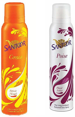 

SANTOOR GRACE & POISE Deodorant Spray - For Men & Women(150 ml, Pack of 2)