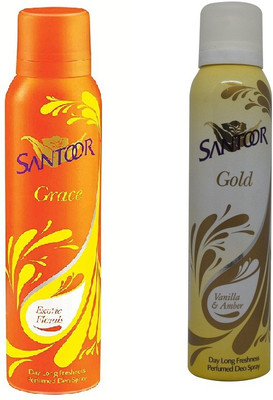 

SANTOOR GRACE & GOLD Deodorant Spray - For Men & Women(150 ml, Pack of 2)