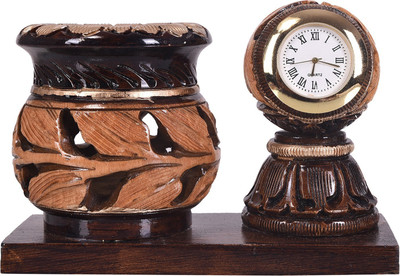 

Craft Trade 1 Compartments Wooden Pen Stand(Brown)