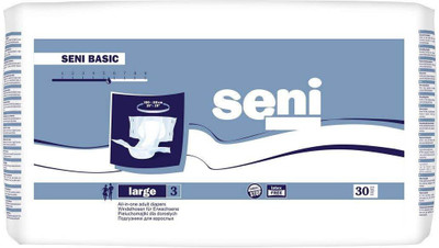 seni Basic Adult Diapers - 30 Pieces (Large) Adult Diapers - L(30 Pieces)