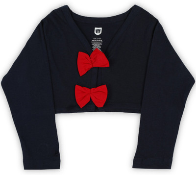 

Baby League Full Sleeve Solid Baby Girls Crop Top Jacket, Navy