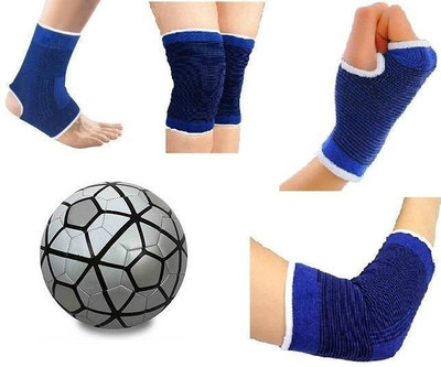 

M ART SILVER/BLACK FOOTBALL WITH NEE,ANKLE,PALM,ELBOW COMBO(KIT) FOOTBALL SIZE 5 Football Kit