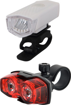 Dark Horse Bicycle LED Compact USB Front Light & 1 Watt 2 LED Twin Eye LED Front Rear Light Combo(White)