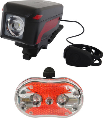

Dark Horse Bicycle Feather Touch LED Front Light & Horn USB & 3 LED 7 Mode Tail Light LED Front Rear Light Combo(Black)