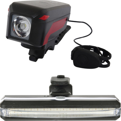 

Dark Horse Bicycle Feather Touch LED Front Light & Horn USB & 6 Modes LED USB Tail Light LED Front Rear Light Combo(Black)