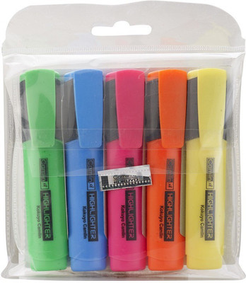 Camlin Office Highlighter(Set of 5, Orange, Green, Yellow, Pink, Blue) 1