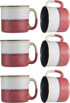 

caffeine White Studio Ceramic Mug(550 ml, Pack of 6), Multicolor