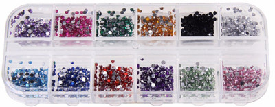 

Born Pretty 1.5mm Rhinestones Nail Decoration Round Colorful Glitters With Hard Case DIY Nail Art Decorations(Multi Color)