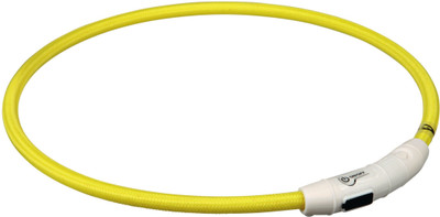

Trixie Glow Collars Dog Safety Ring with USB (Yellow) (L-XL) Plain Dog Collar Charm(Yellow, Round)